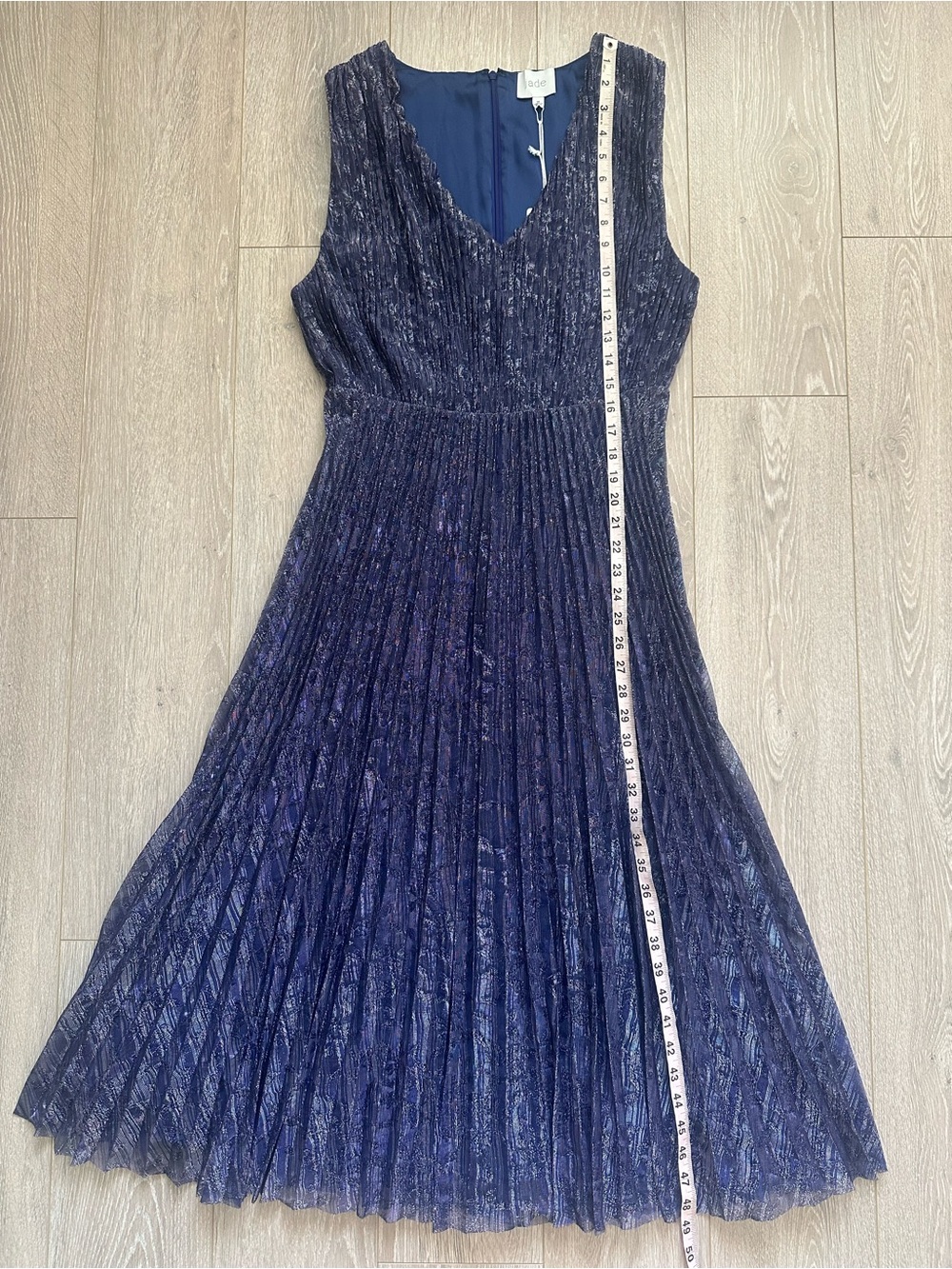 Johnny Was Jade Clario Pleated Midi Dress Sleeveless V-neck Blue Sz 14 NWT New - Picture 12 of 12